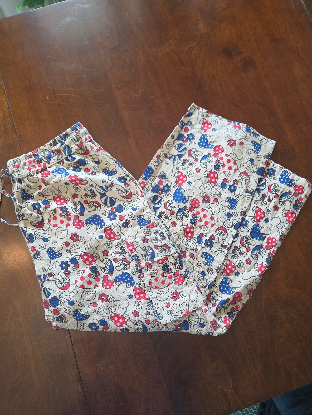 Mushroom Print Cotton Cargo Pants